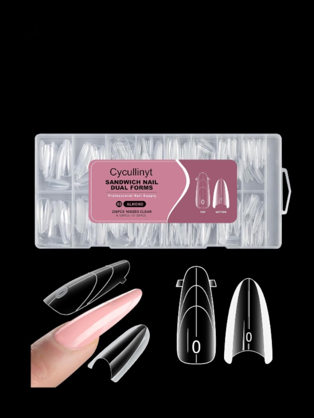 Poly Nail Gel Almond Sandwich Nail Forms